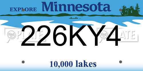 226KY4 Minnesota License Plate