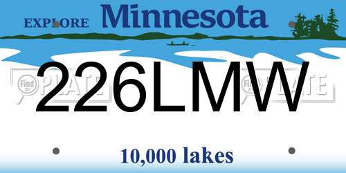 226LMW Minnesota License Plate