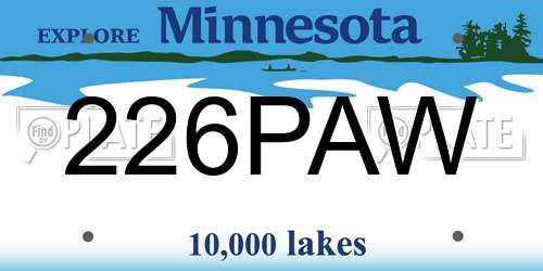 226PAW Minnesota License Plate