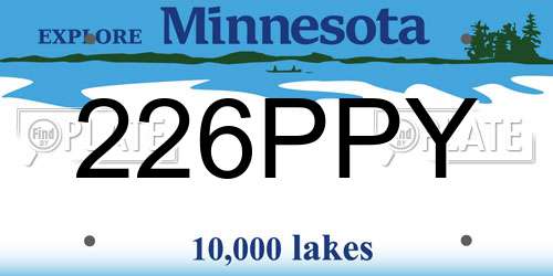 226PPY Minnesota License Plate