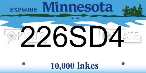226SD4 Minnesota License Plate