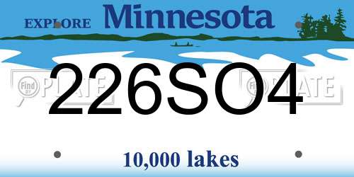 226SO4 Minnesota License Plate