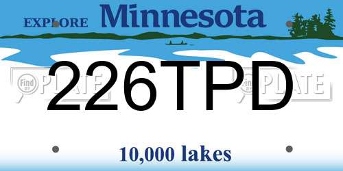 226TPD Minnesota License Plate