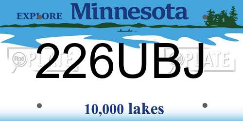 226UBJ Minnesota License Plate