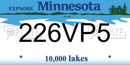226VP5 Minnesota License Plate