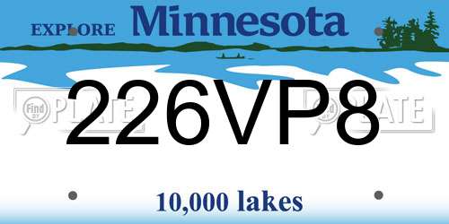 226VP8 Minnesota License Plate