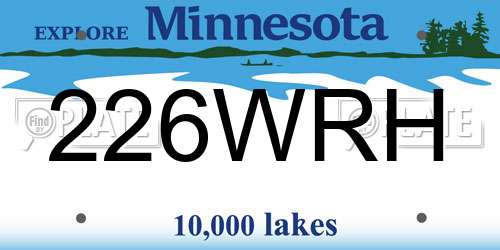 226WRH Minnesota License Plate