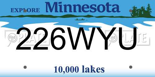226WYU Minnesota License Plate