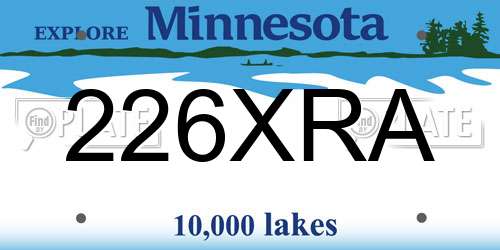 226XRA Minnesota License Plate