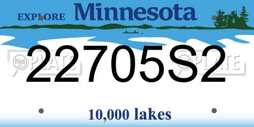 22705S2 Minnesota License Plate