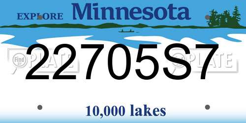 22705S7 Minnesota License Plate