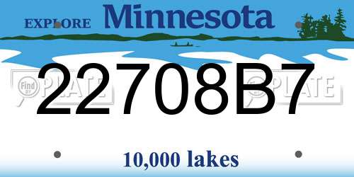 22708B7 Minnesota License Plate