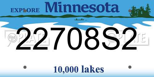 22708S2 Minnesota License Plate