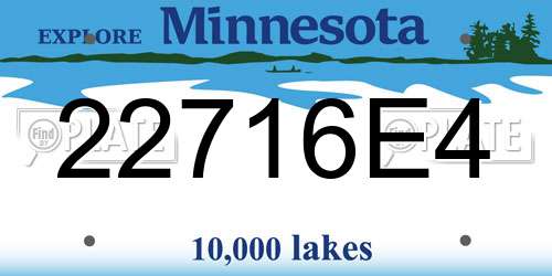 22716E4 Minnesota License Plate