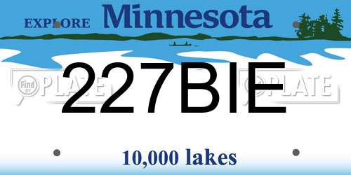 227BIE Minnesota License Plate