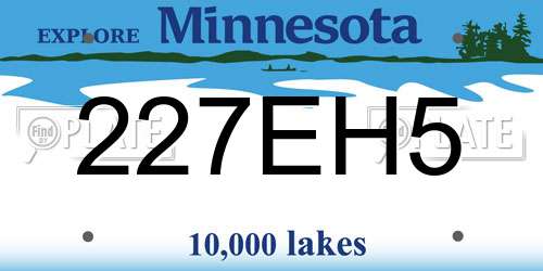 227EH5 Minnesota License Plate
