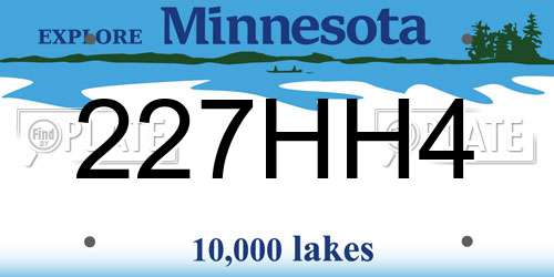 227HH4 Minnesota License Plate