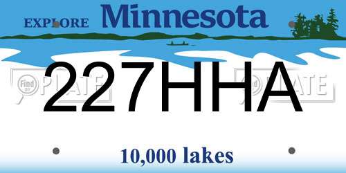 227HHA Minnesota License Plate