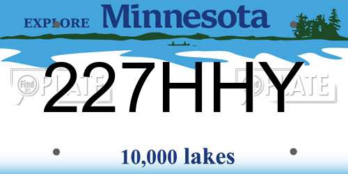 227HHY Minnesota License Plate
