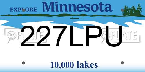227LPU Minnesota License Plate