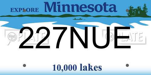227NUE Minnesota License Plate