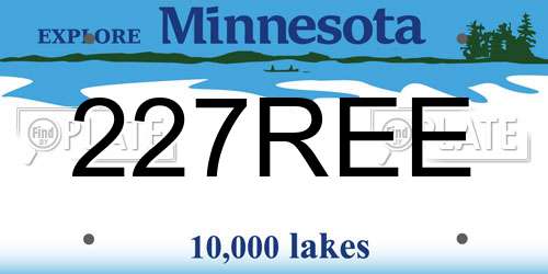 227REE Minnesota License Plate