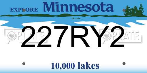 227RY2 Minnesota License Plate