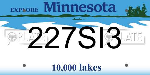 227SI3 Minnesota License Plate