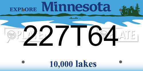 227T64 Minnesota License Plate