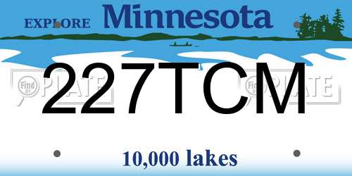 227TCM Minnesota License Plate