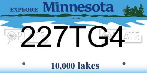 227TG4 Minnesota License Plate