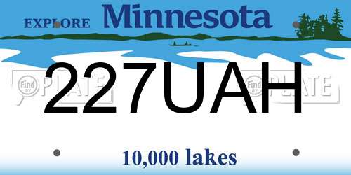 227UAH Minnesota License Plate