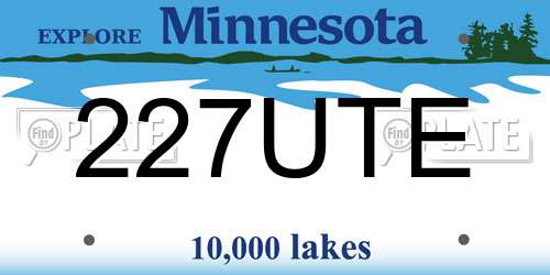 227UTE Minnesota License Plate