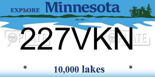 227VKN Minnesota License Plate