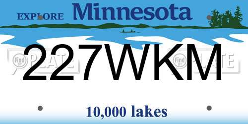 227WKM Minnesota License Plate