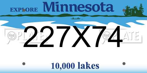 227X74 Minnesota License Plate