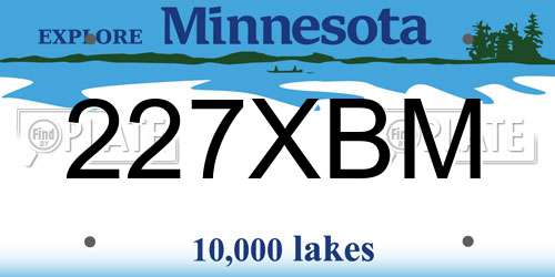 227XBM Minnesota License Plate