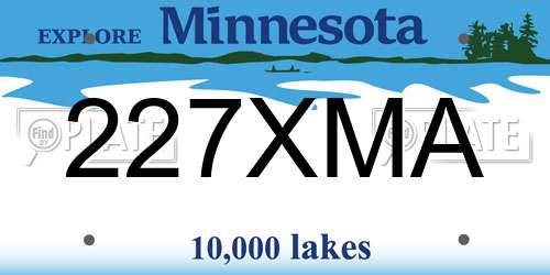 227XMA Minnesota License Plate
