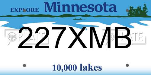 227XMB Minnesota License Plate