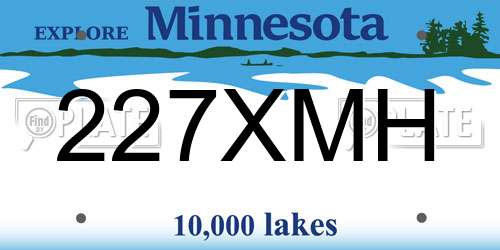 227XMH Minnesota License Plate