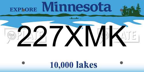 227XMK Minnesota License Plate
