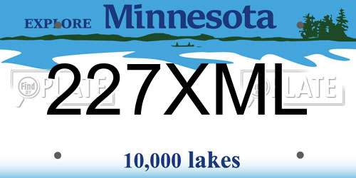 227XML Minnesota License Plate
