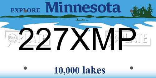 227XMP Minnesota License Plate