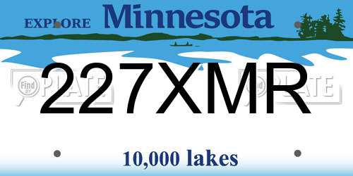 227XMR Minnesota License Plate