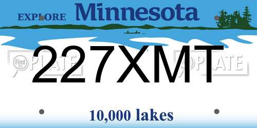 227XMT Minnesota License Plate