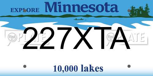 227XTA Minnesota License Plate