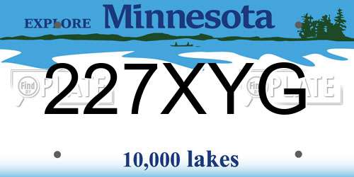 227XYG Minnesota License Plate