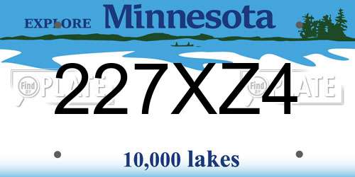 227XZ4 Minnesota License Plate