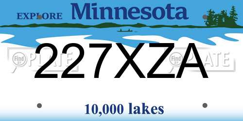 227XZA Minnesota License Plate