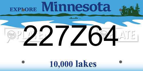 227Z64 Minnesota License Plate